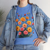 Wildflowers and Pink & Yellow Roses, Graphic T-Shirts for Women, Floral Shirt, Womens Short Sleeve, Ladies Graphic Tees #5140TTS