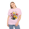 Wildflowers and Pink & Yellow Roses, Graphic T-Shirts for Women, Floral Shirt, Womens Short Sleeve, Ladies Graphic Tees #5138TTS