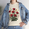Wildflowers and Red Roses, Graphic T-Shirts for Women, Floral Shirt, Womens Short Sleeve, Ladies Graphic Tees #5128TTS
