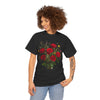 Wildflowers and Red Roses, Graphic T-Shirts for Women, Floral Shirt, Womens Short Sleeve, Ladies Graphic Tees #5131TTS
