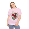 Wildflowers and Red Roses, Graphic T-Shirts for Women, Floral Shirt, Womens Short Sleeve, Ladies Graphic Tees #5127TTS