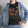 Wildflowers and Pink Roses, Graphic T-Shirts for Women, Floral Shirt, Womens Short Sleeve, Ladies Graphic Tees #5023TTS