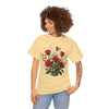 Wildflowers and Red Roses, Graphic T-Shirts for Women, Floral Shirt, Womens Short Sleeve, Ladies Graphic Tees #5130TTS