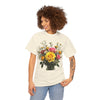 Wildflowers and Pink & Yellow Roses, Graphic T-Shirts for Women, Floral Shirt, Womens Short Sleeve, Ladies Graphic Tees #5143TTS