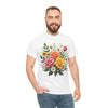 Wildflowers and Pink & Yellow Roses, Graphic T-Shirts for Women, Floral Shirt, Womens Short Sleeve, Ladies Graphic Tees #5144TTS