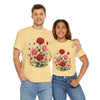 Wildflowers and Pink & Red Roses, Graphic T-Shirts for Women, Floral Shirt, Womens Short Sleeve, Ladies Graphic Tees #5134TTS
