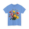 Wildflowers and Pink & Yellow Roses, Graphic T-Shirts for Women, Floral Shirt, Womens Short Sleeve, Ladies Graphic Tees #5138TTS
