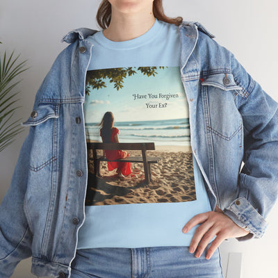 Have You Forgiven Your Ex?Woman on Bench Looking at Waves, Forgiving T-Shirt, Forgiveness, Relationship Healing Top #5002STS
