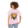 Wildflowers and Pink & Yellow Roses, Graphic T-Shirts for Women, Floral Shirt, Womens Short Sleeve, Ladies Graphic Tees #5143TTS