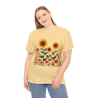 Sunflowers & Wildflowers, Graphic T-Shirts for Women, Floral Shirt, Womens Short Sleeve, Ladies Graphic Tees #5154TTS