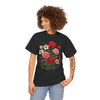 Wildflowers and Pink & Red Roses, Graphic T-Shirts for Women, Floral Shirt, Womens Short Sleeve, Ladies Graphic Tees #5134TTS