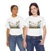 Wildflowers and White Roses, Graphic T-Shirts for Women, Floral Shirt, Womens Short Sleeve, Ladies Graphic Tees #5039TTS