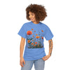 Wildflowers and Orange Roses, Graphic T-Shirts for Women, Floral Shirt, Womens Short Sleeve, Ladies Graphic Tees #5046TTS