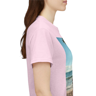 My Happy Place, Woman on Bench, Looking at Waves,Safe Place T-Shirt, Finding My Happy Place Top, Ocean Waves,#5003STS
