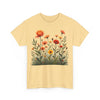 Wildflowers and Orange Roses, Graphic T-Shirts for Women, Floral Shirt, Womens Short Sleeve, Ladies Graphic Tees #5045TTS