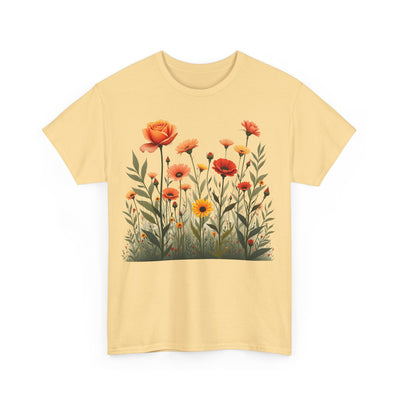 Wildflowers and Orange Roses, Graphic T-Shirts for Women, Floral Shirt, Womens Short Sleeve, Ladies Graphic Tees #5045TTS