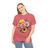 Wildflowers and Pink & Yellow Roses, Graphic T-Shirts for Women, Floral Shirt, Womens Short Sleeve, Ladies Graphic Tees #5145TTS