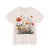 Wildflowers and Orange Roses, Graphic T-Shirts for Women, Floral Shirt, Womens Short Sleeve, Ladies Graphic Tees #5046TTS