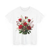 Wildflowers and Red Roses, Graphic T-Shirts for Women, Floral Shirt, Womens Short Sleeve, Ladies Graphic Tees #5130TTS