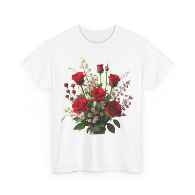 Wildflowers and Red Roses, Graphic T-Shirts for Women, Floral Shirt, Womens Short Sleeve, Ladies Graphic Tees #5130TTS