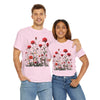Wildflowers and Red Roses, Graphic T-Shirts for Women, Floral Shirt, Womens Short Sleeve, Ladies Graphic Tees #5035TTS