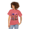 Wildflowers and Pink/Violet Roses, Graphic T-Shirts for Women, Floral Shirt, Womens Short Sleeve, Ladies Graphic Tees #5101TTS