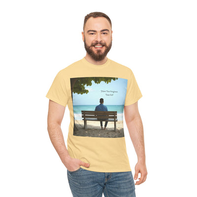 Have You Forgiven Your Ex?Man on Bench Looking at Waves, Forgiving T-Shirt, Forgiveness, Relationship Healing Top #5005STS
