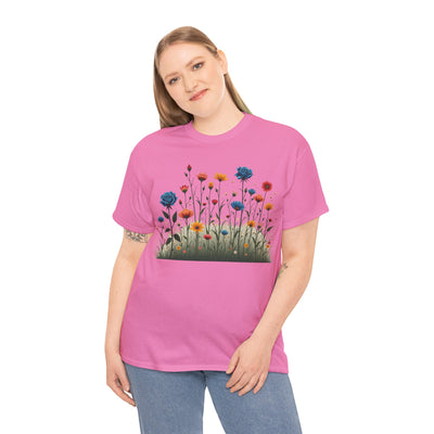 Wildflowers and Blue Roses, Graphic T-Shirts for Women, Floral Shirt, Womens Short Sleeve, Ladies Graphic Tees #5050TTS