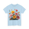 Wildflowers and Pink & Yellow Roses, Graphic T-Shirts for Women, Floral Shirt, Womens Short Sleeve, Ladies Graphic Tees #5147TTS