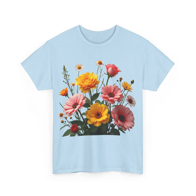 Wildflowers and Pink & Yellow Roses, Graphic T-Shirts for Women, Floral Shirt, Womens Short Sleeve, Ladies Graphic Tees #5147TTS