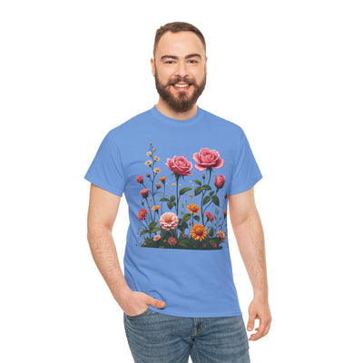 Wildflowers and Pink Roses, Graphic T-Shirts for Women, Floral Shirt, Womens Short Sleeve, Ladies Graphic Tees #5013TTS