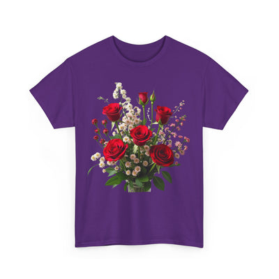 Wildflowers and Red Roses, Graphic T-Shirts for Women, Floral Shirt, Womens Short Sleeve, Ladies Graphic Tees #5130TTS