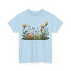 Wildflowers and White Roses, Graphic T-Shirts for Women, Floral Shirt, Womens Short Sleeve, Ladies Graphic Tees #5039TTS
