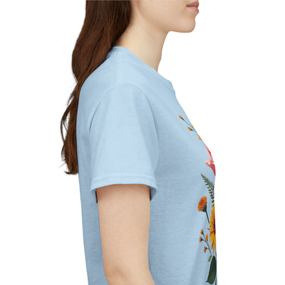 Wildflowers and Pink & Yellow Roses, Graphic T-Shirts for Women, Floral Shirt, Womens Short Sleeve, Ladies Graphic Tees #5146TTS