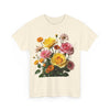 Wildflowers and Pink & Yellow Roses, Graphic T-Shirts for Women, Floral Shirt, Womens Short Sleeve, Ladies Graphic Tees #5148TTS
