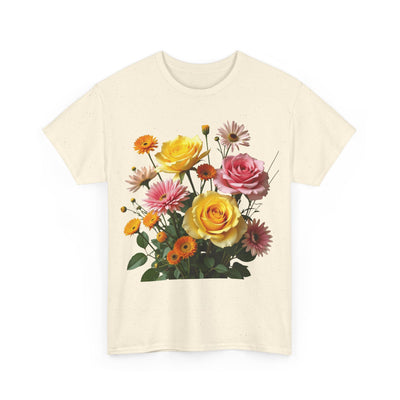 Wildflowers and Pink & Yellow Roses, Graphic T-Shirts for Women, Floral Shirt, Womens Short Sleeve, Ladies Graphic Tees #5148TTS