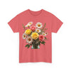 Wildflowers and Pink & Yellow Roses, Graphic T-Shirts for Women, Floral Shirt, Womens Short Sleeve, Ladies Graphic Tees #5136TTS