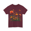 Wildflowers and Orange Roses, Graphic T-Shirts for Women, Floral Shirt, Womens Short Sleeve, Ladies Graphic Tees #5046TTS