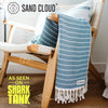 37” x 69” Large Sand Free Turkish Beach Towel, 100% Organic Turkish Cotton Yarn, Quick Dry Towel for Beach, Picnic, Blanket or Bath, Striped Gocek (Denim)