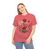 Wildflowers and Pink & Red Roses, Graphic T-Shirts for Women, Floral Shirt, Womens Short Sleeve, Ladies Graphic Tees #5134TTS