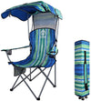 Elevon Camp Chairs with Shade Canopy Chair Folding Camping Recliner Support with Carrying Bag, Multi-Color