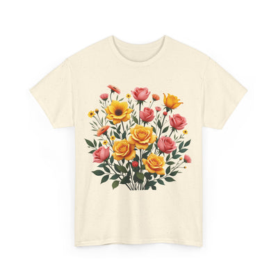 Wildflowers and Pink & Yellow Roses, Graphic T-Shirts for Women, Floral Shirt, Womens Short Sleeve, Ladies Graphic Tees #5139TTS