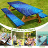 Picnic Table Cover with Bench Covers 6FT 3 Pcs Waterproof Windproof Aesthetic Camping Tablecloth with Drawstring Bag, Fitted for 6 Foot Rectangle Tables and Seats, Dark Blue Green