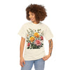 Wildflowers and Pink & Yellow Roses, Graphic T-Shirts for Women, Floral Shirt, Womens Short Sleeve, Ladies Graphic Tees #5149TTS