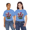 Wildflowers and Red Roses, Graphic T-Shirts for Women, Floral Shirt, Womens Short Sleeve, Ladies Graphic Tees #5128TTS