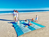 AQUATUS Premium XXL Beach Blanket Sandproof Water Resistant Quick Dry Mat 10ft by 9ft for 1-8 Adults with 4 Metal Stakes, 4 Corner Pockets, Secure Clip and Strap, and Attached Bag