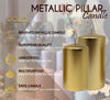 Hyoola Metallic Pillar Candles - 6 Pack - Gold Pillar Candles - European Made Decorative Pillar Candles - 2.4 Inch x 4 Inch