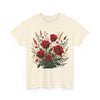 Wildflowers and Red Roses, Graphic T-Shirts for Women, Floral Shirt, Womens Short Sleeve, Ladies Graphic Tees #5129TTS