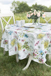 Benson Mills Spillproof Spring/Summer Heavyweight Fabric Outdoor Tablecloth with Umbrella Hole, Zippered Table Cloth for Round Tables, Picnic/Patio (Blooming Floral, 70" Round with Umbrella Hole)