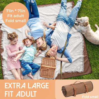 Tiny Land Picnic Blankets, 2 in1 Double Layer Waterproof Mat + Blanket, Machine Washable Outdoor Blanket, Portable Camping Blanket, Extra Large Beach Mat, for Camping Park Beach Grass